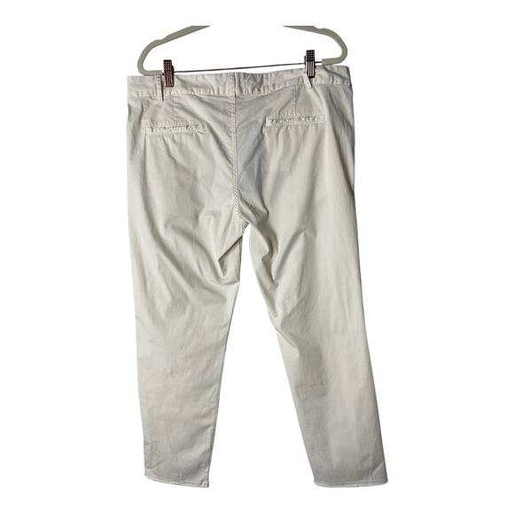 Nili Lotan East Hampton Pants Slim Leg Cropped Low Rise Raw Hem Eggshell Size 10 - Picture 10 of 15